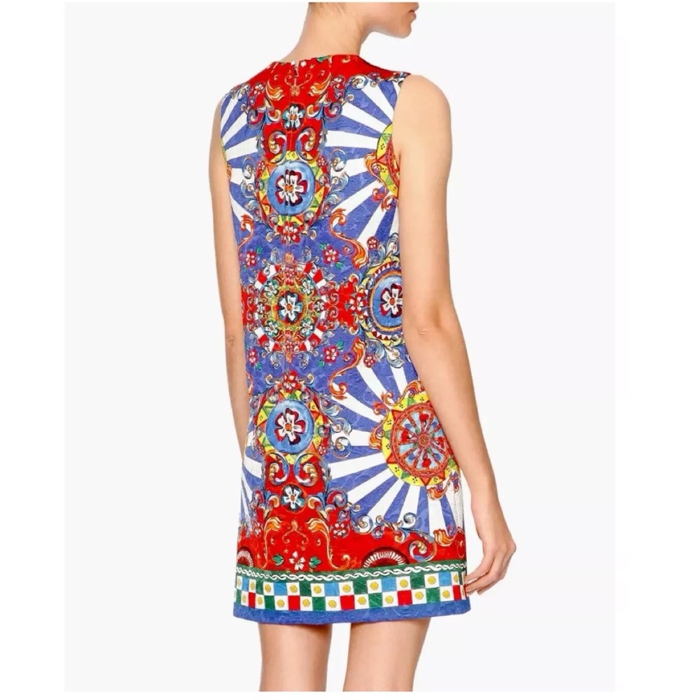 Dolce & Gabbana Majolica Print Mini Dress Size 36 XS Multicolor Sicily Italy - Picture 2 of 11